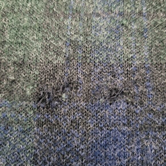 VTG Elements Haley Mens L Blue Green Wool Blend Made In USA Quarter‎ Zip Pockets - Picture 8 of 8